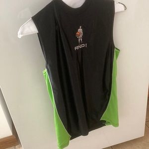Vintage AND1 10-12M black/lime basketball sleeveless 100% polyester jersey